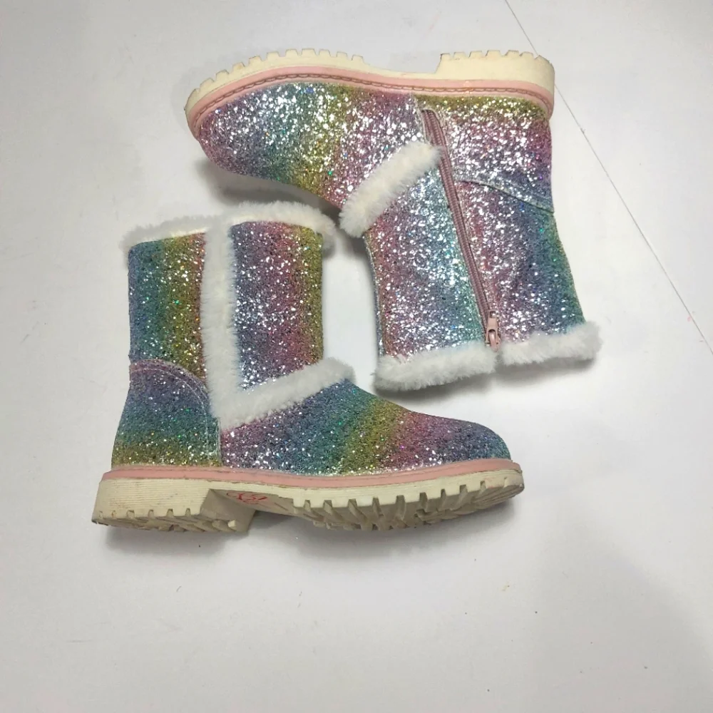 D.V Dolce Vita Kids Rainbow Shimmering Glitter Boots Size Girls 4